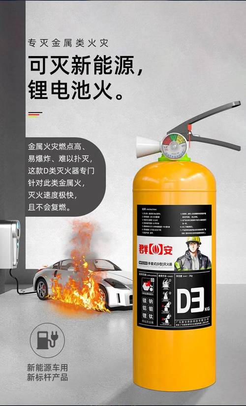 群安 手提式d类灭火器1kg 1公斤锂电池灭火器新能源汽车适用于小米su7